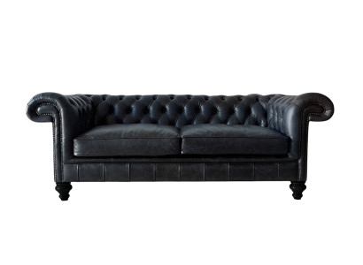 Designer grauer Chesterfield 3-Sitzer Luxus Wohnzimmer Couch