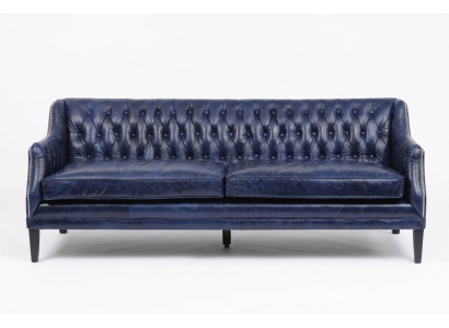 Blaue Chesterfield Sofa Couch Polster Stoff Leder Couchen Garnitur 4 Sitzer neu