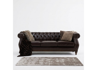 Chesterfield Designer Brauner 3-Sitzer Luxus Wohnzimmer Sofa