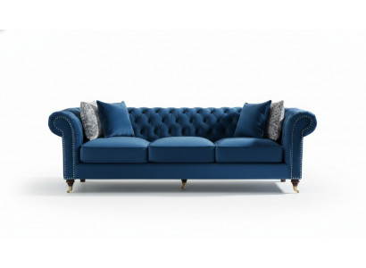 Blaues Chesterfield Sofa Luxus Wohnzimmer Couch Stoffsofa