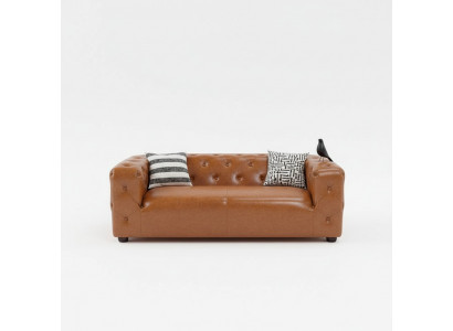 American Style Chesterfield Sofa Couch Leder Polster Dreisitzer Braun