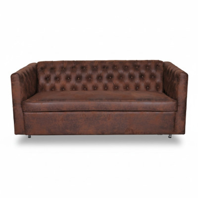 American Style Chesterfield Sofa Couch Leder Polster Braun Dreisitzer