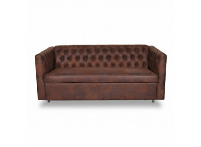 American Style Chesterfield Sofa Couch Leder Polster Braun Dreisitzer