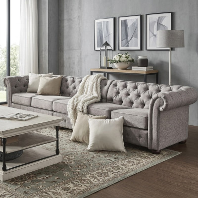 Chesterfield Wohnzimmer Polster Möbel Sofa Couch Fünfsitzer Textil