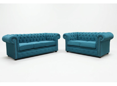 Sofagarnitur 3+2 Sitzers Klassische Luxus Sofa Couch Chesterfield Textil Leder