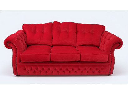 Rote Chesterfield Stoff Polster Dreisitzer Wohnzimmer Couch Design