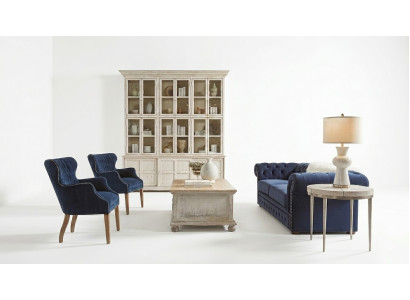 Klassische Wohnzimmer Couch - Blaue Chesterfield Stoff Sofa 3 Sitzer jvmoebel ®