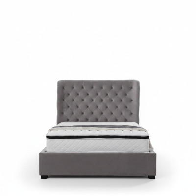 Luxuriöses Graues Designer Doppelbett Polstermöbel Betten
