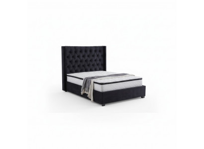 Modernes schwarzes Chesterfield Luxus Bett Textil Doppelbetten