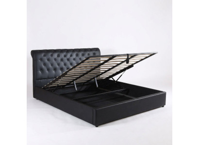 Schwarzes Luxus Chesterfield Designer Doppelbett Polster Bett