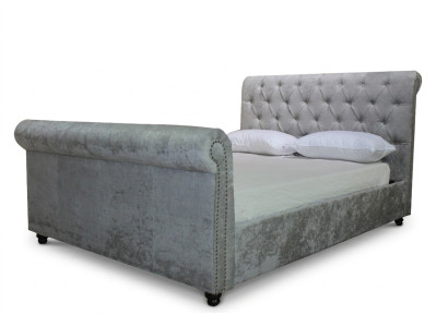 Design Chesterfield Bett Textil Samt Polster Leder Hotel Betten Schlafzimmer Neu