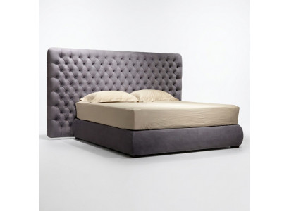 Bett Polster Design Luxus Doppel Hotel Betten Zimmer Chesterfield Grau Samt Neu