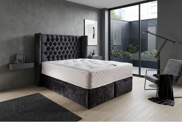Chesterfield Designer Bett Schlafzimmer Textil Leder Polster Samt 160x200 Neu
