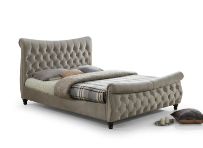 Chesterfield Textil Polster Bett Designer Betten Beige Hotel Doppel Schlafzimmer