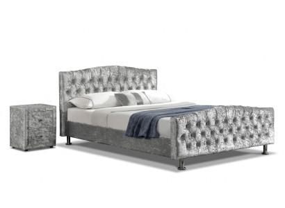 Polster Chesterfield graues Luxus Doppelbett Schlafzimmer Designer Betten