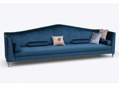 Sofa Couch Polster Stoff Leder Couchen Blaue Garnitur 5 Sitzers
