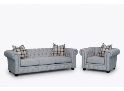 Chesterfield Sofagarnitur Sofa Couch Polster 3+1 Sitzer Leder Couchen Textil Neu