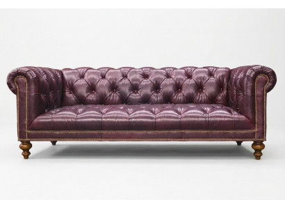 Brauner Chesterfield 3 Sitzer Sofa Ledersofa Couch Polster Möbel