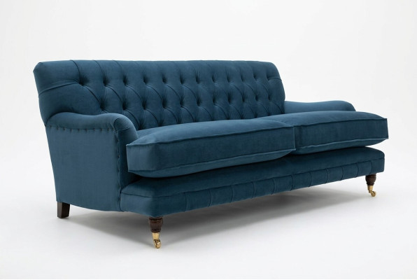 Blauer Moderner Chesterfield Dreisitzer Luxus 3-er Couch Wohnzimmer Sofa