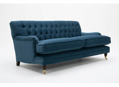 Blauer Moderner Chesterfield Dreisitzer Luxus 3-er Couch Wohnzimmer Sofa