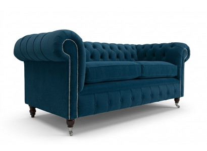 Blauer Luxus Polster Chesterfield Dreisitzer Designer 3-er Couch