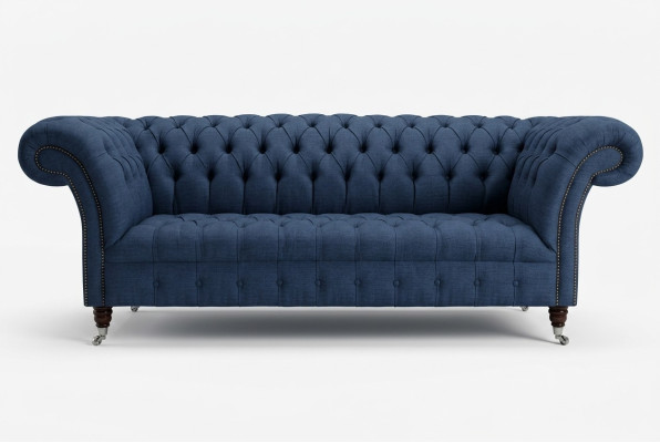 Blauer Textil Chesterfield 4-Sitzer Designer Polster Sofa