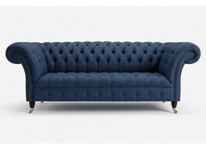 Blauer Textil Chesterfield 4-Sitzer Designer Polster Sofa