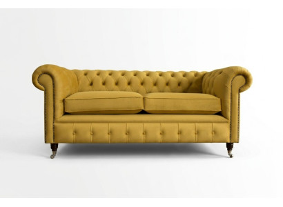 Gelber Chesterfield Zweisitzer Designer Wohnzimmer 2-er Couch