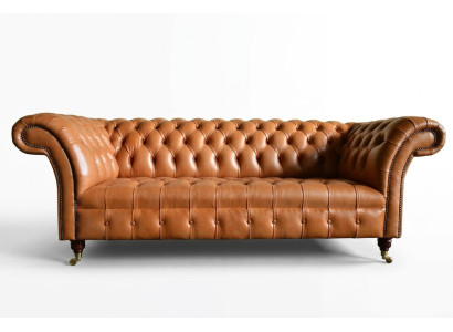 Hellbrauner Moderner Chesterfield Dreisitzer Designer Couch