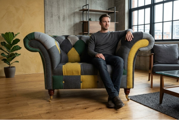 Bunter Chesterfield Einsitzer Moderner Wohnzimmer Sessel