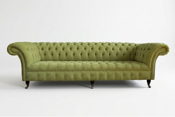 Klassische Chesterfield Sofa 4 Sitzer Sofas Couchen Leder Grün Design Polster
