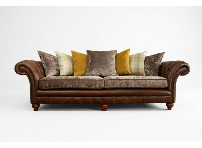 Klassische Chesterfield Sofa 4 Sitzer Sofas Couchen Leder Braun Design Polster