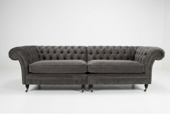 Klassische Chesterfield Sofa 4 Sitzer Design Sofas Polster Couchen Leder Braun