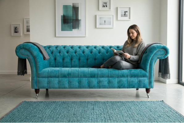 Chesterfield Original Sofa Couch Textil Sofas Couchen Polster Stoff Neu