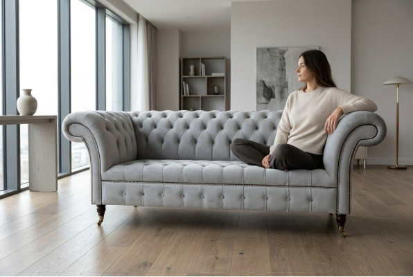 Chesterfield Sofa Set 3+2 Sitzer Samt Velour Garnitur Design Garnituren