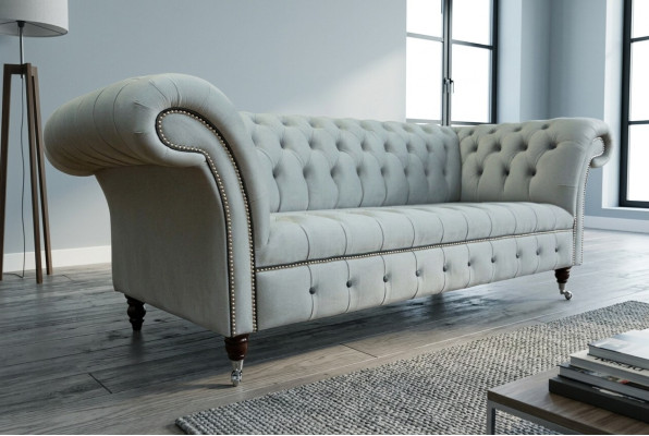 Chesterfield Sofa Set 3+2 Sitzer Samt Velour Garnitur Design Garnituren
