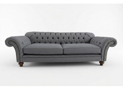 Modernes Sofa Chesterfield Couch 4 Sitzer Couchen Samt Leder Design Grau