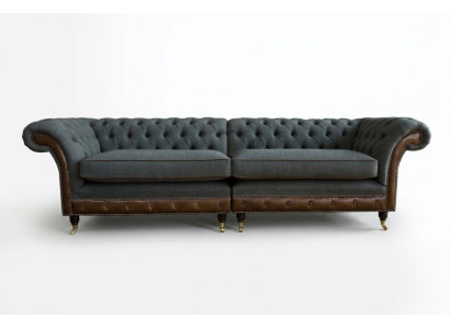 Chesterfield Sofa Couch Polster Sofas Couchen Viersitzer Stoff 265cm Sitzpolster