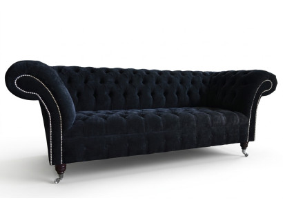 Schwarzer Chesterfield 3-Sitzer Luxus Wohnzimmer Sofa