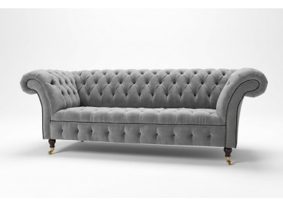 Stilvoller Grauer Chesterfield 3-Sitzer Luxus Wohnzimmer Sofa