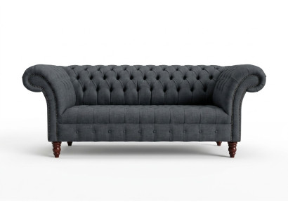 Graues Textil Sofa Grauer Chesterfield Dreisitzer Luxus Wohnzimmer Couch