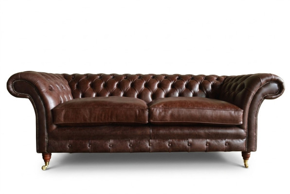 Brauner Luxus Chesterfield 3-er Moderne Wohnzimmer Couch