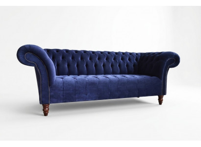 Blaue Chesterfield Sofa Couch Design Polster Sofas Couchen Stoff Textil Leder