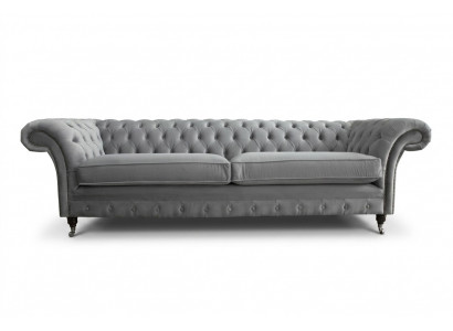 Chesterfield 4 Sitzer Polster Couch Modern Stil Leder Stoff Sofa Couchen Textil
