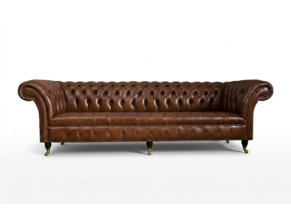 Chesterfield Braun Couch Sofa Polster 4 Sitzer Couchen Sitz Garnitur Sofas 265cm