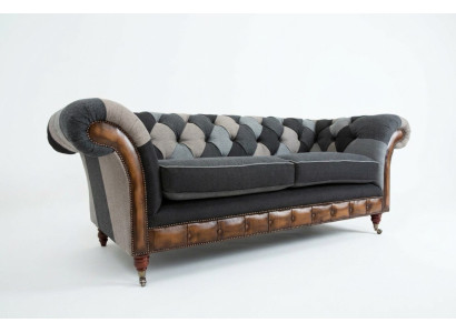 Strapazierfähige Chesterfield Couch Sofa Polster Microfaser Stoff Sitzpolster