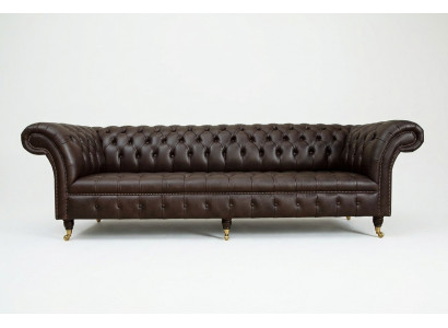 Braune Chesterfield Couch Polster 4-Sitzer Designer Wohnzimmer Couchen