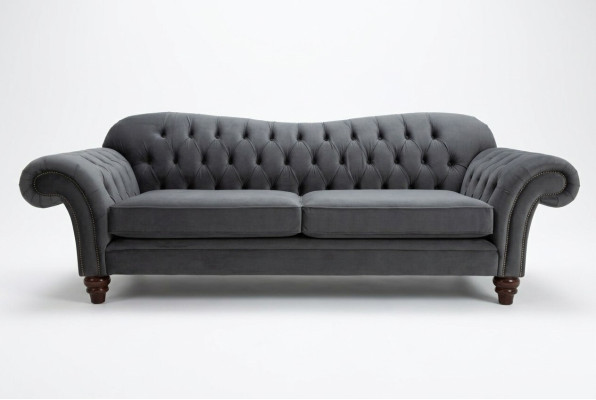 Big Sofa 4 Sitzer Couch Chesterfield Polster Sitz Garnitur Stoff Textil Neu Grau
