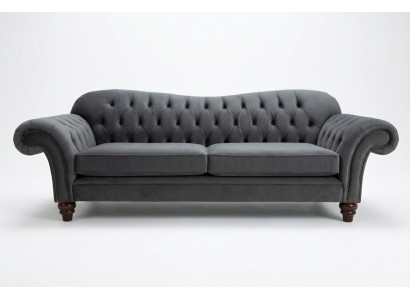 Big Sofa 4 Sitzer Couch Chesterfield Polster Sitz Garnitur Stoff Textil Neu Grau
