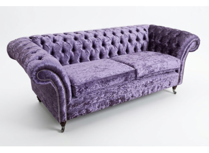 Lila Chesterfield Dreisitzer Chesterfield Luxus 3-Sitzer Sofa